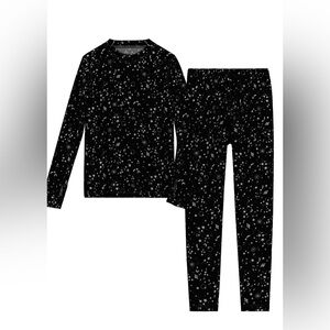 NWT Athletic Works Girls Thermal Base Layer Set Black Space Print Size M 8
